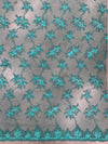 Andrea TEAL 3-D Floral Matte Corded Embroidery on Mesh Lace Fabric by the Yard - 10016