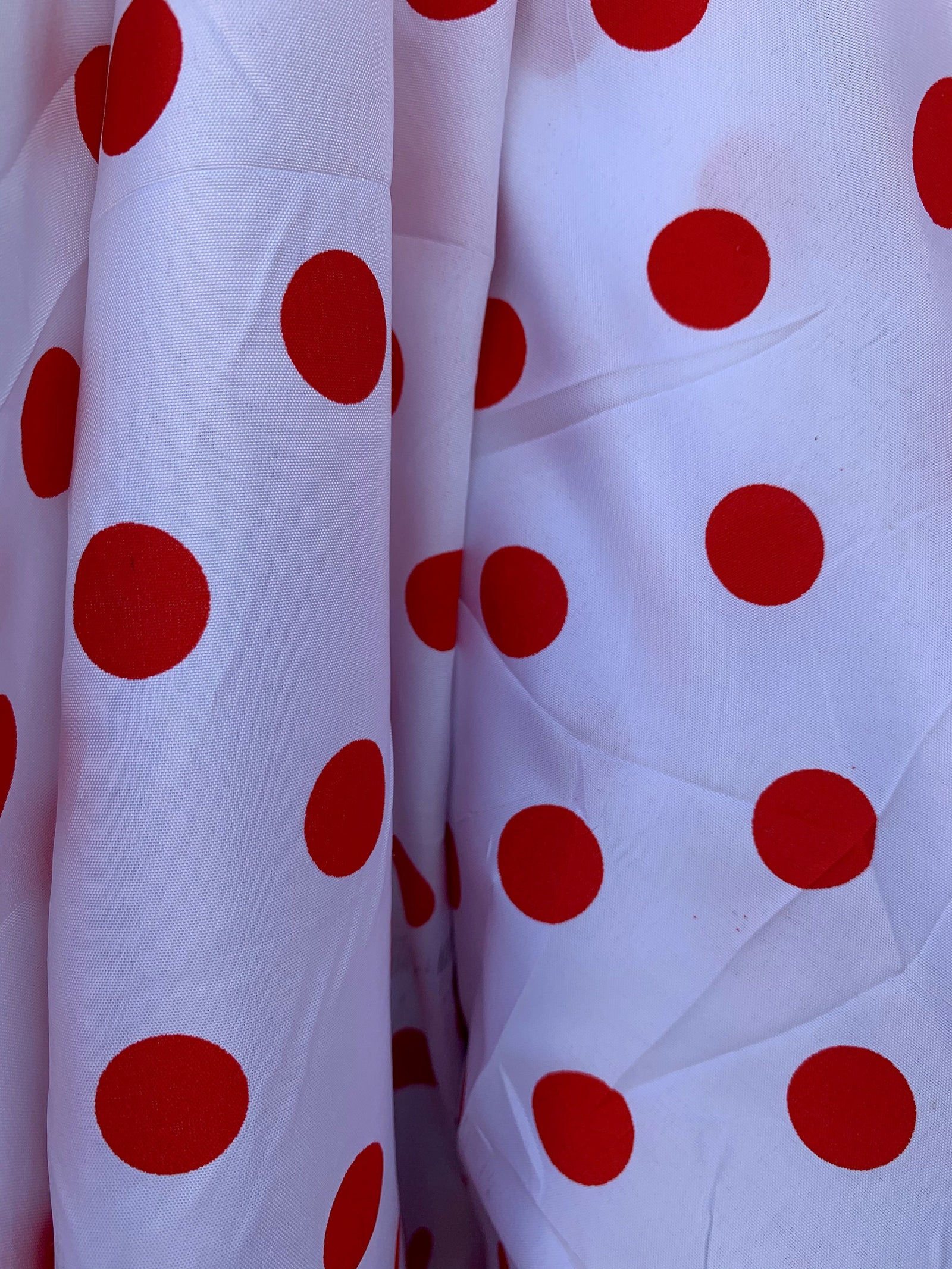 Alicia RED 0.5" Polka Dots on WHITE Polyester Cotton Fabric by the Yard - 10099