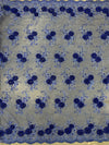 Ryleigh ROYAL BLUE 3D Floral Embroidery with Foil & Sequins on Mesh Lace Fabric by the Yard - 10010