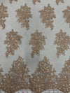 Brianna TAUPE Polyester Floral Embroidery with Sequins on Mesh Lace Fabric by the Yard - 10020