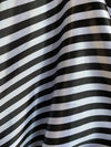 Catalina BLACK & WHITE  1/2" Stripes Pattern Polyester Light Weight Satin Fabric by the Yard - 10082