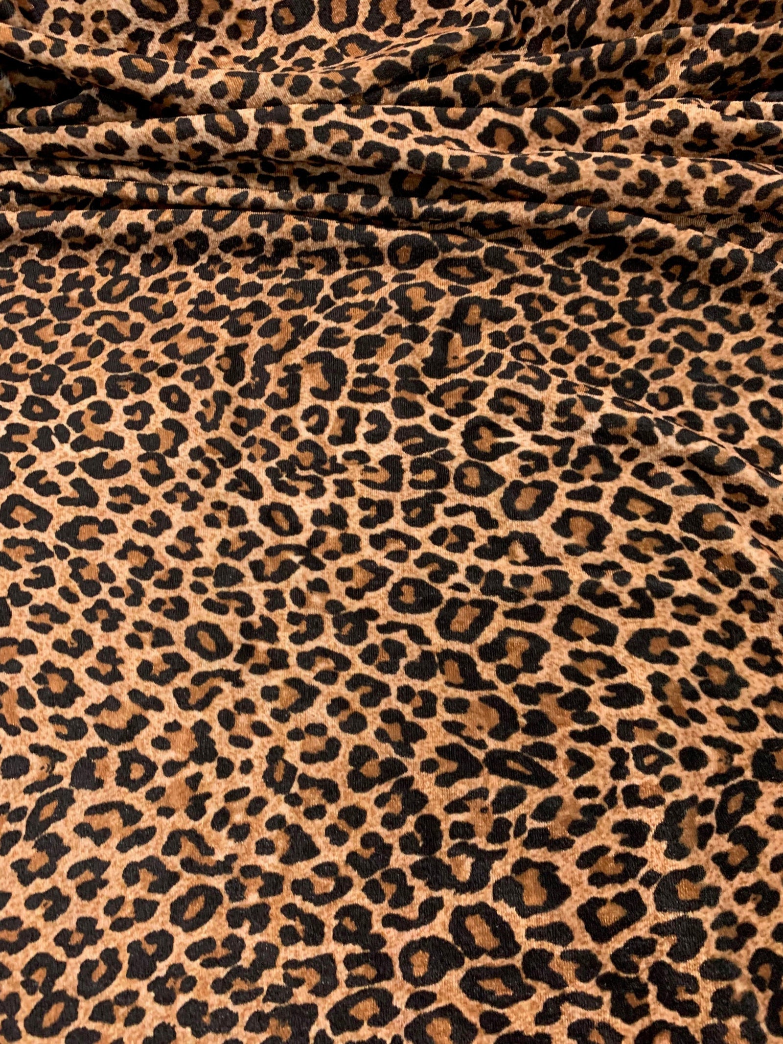 Dana BLACK CAMEL CREAM Leopard Pattern Polyester Stretch Velvet Fabric for Bows, Top Knots, Head Wraps, Clothes, Costumes, Crafts