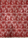 Dakota BURGUNDY Polyester Corded Floral Embroidery on Mesh Lace Fabric by the Yard - 10043