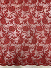 Dakota BURGUNDY Polyester Corded Floral Embroidery on Mesh Lace Fabric by the Yard - 10043