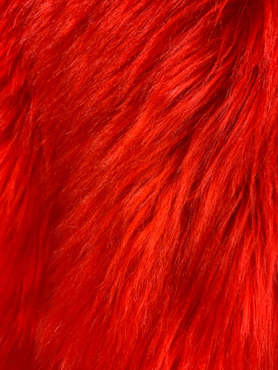 Sasha RED 2 Inch Long Pile Soft Luxury Faux Fur Fabric Fursuit, Cosplay Costume, Photo Prop, Trim, Throw Pillow, Crafts