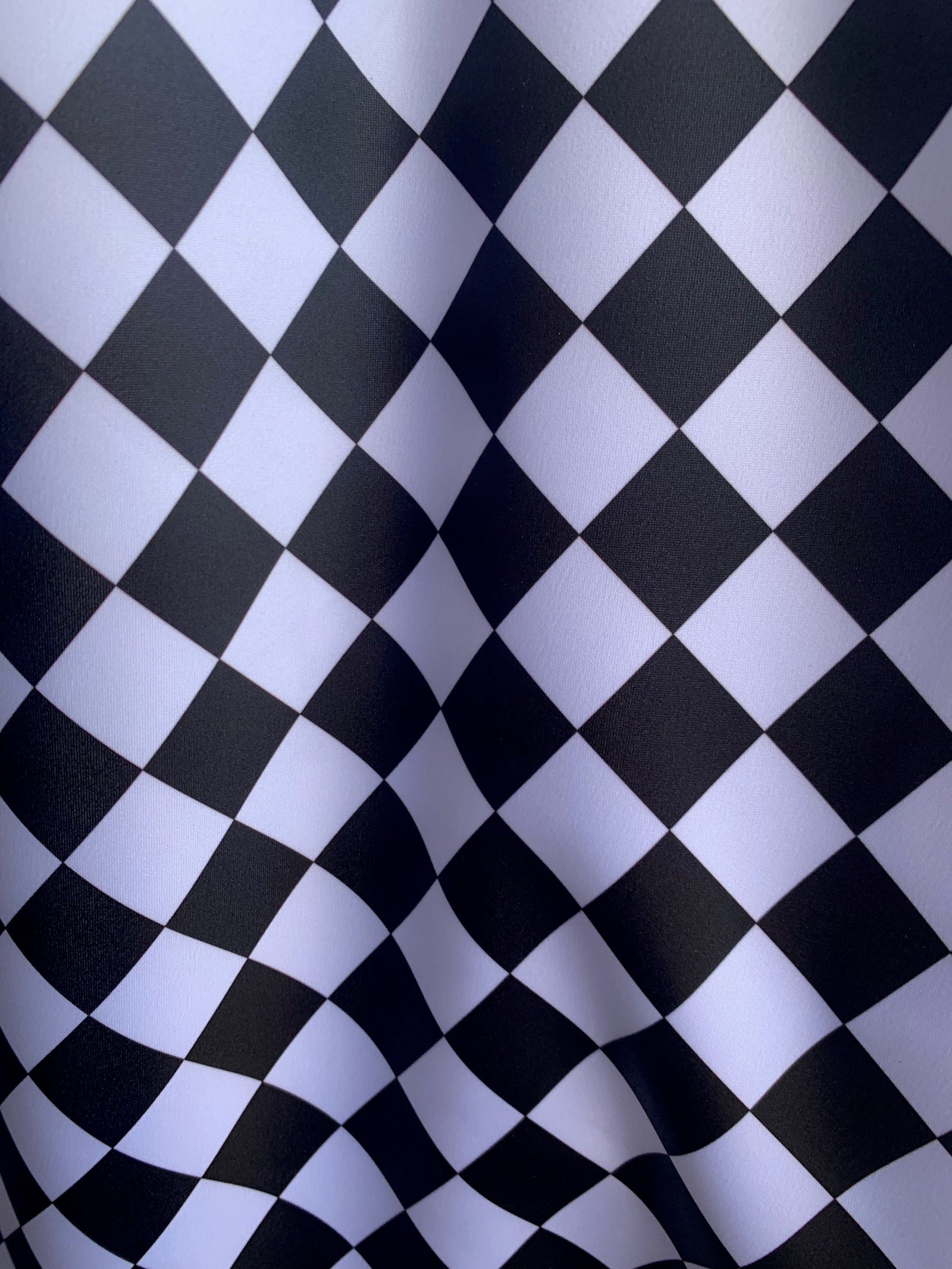 Liv BLACK & WHITE 1" Checkered Pattern Polyester Heavy Matte Satin Fabric by the Yard - 10207