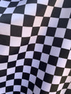 Liv BLACK & WHITE 1" Checkered Pattern Polyester Heavy Matte Satin Fabric by the Yard - 10207
