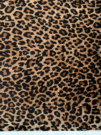 Dana BLACK CAMEL CREAM Leopard Pattern Polyester Stretch Velvet Fabric for Bows, Top Knots, Head Wraps, Clothes, Costumes, Crafts