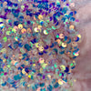 Stephanie IRIDESCENT BLUSH Overlap Sequins on BLUSH Stretch Velvet Fabric for Gowns, Apparel, Costumes, Crafts - 10185