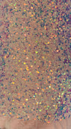 Stephanie IRIDESCENT BLUSH Overlap Sequins on BLUSH Stretch Velvet Fabric for Gowns, Apparel, Costumes, Crafts - 10185
