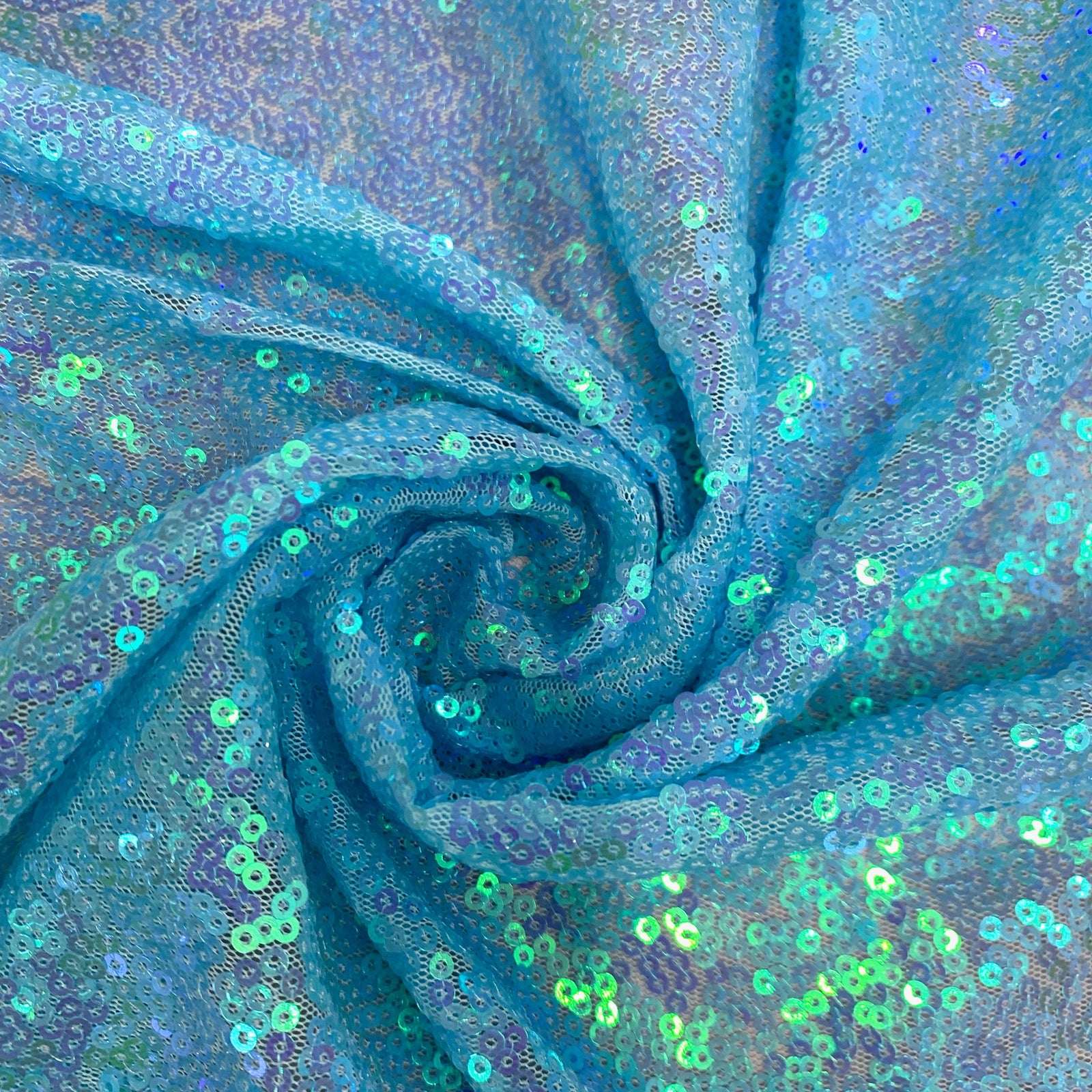 Leila LIGHT BLUE IRIDESCENT Sequins on Mesh Fabric by the Yard - 10050