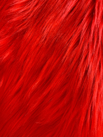 Sasha RED 2 Inch Long Pile Soft Luxury Faux Fur Fabric Fursuit, Cosplay Costume, Photo Prop, Trim, Throw Pillow, Crafts