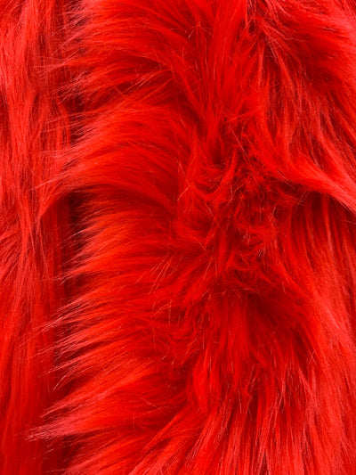 Sasha RED 2 Inch Long Pile Soft Luxury Faux Fur Fabric Fursuit, Cosplay Costume, Photo Prop, Trim, Throw Pillow, Crafts