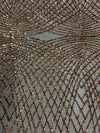 Jordyn COPPER Diamond Sequins on DUSTY ROSE Mesh Lace Fabric by the Yard - 10008
