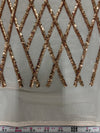 Jordyn COPPER Diamond Sequins on DUSTY ROSE Mesh Lace Fabric by the Yard - 10008