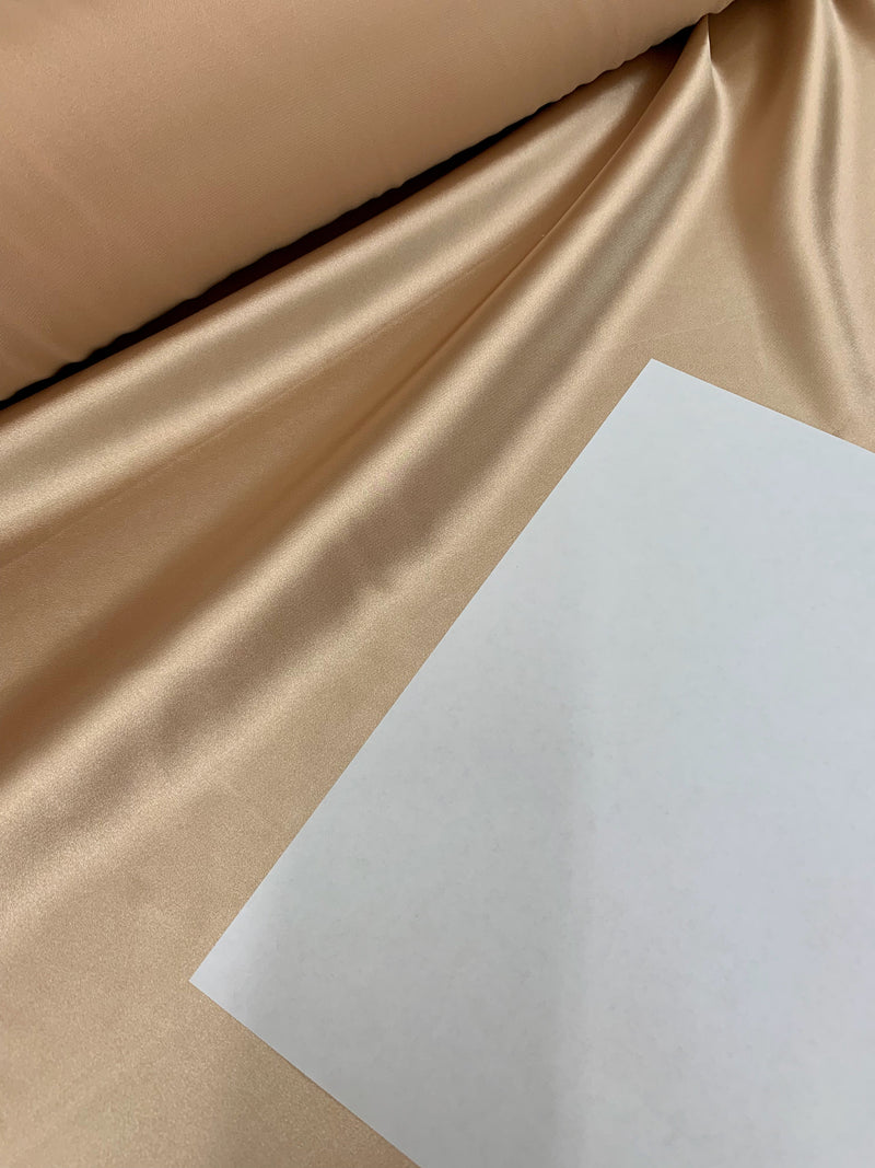 Payton CHAMPAGNE Faux Silk Minimal Stretch Charmeuse Satin Fabric by the Yard - 10017