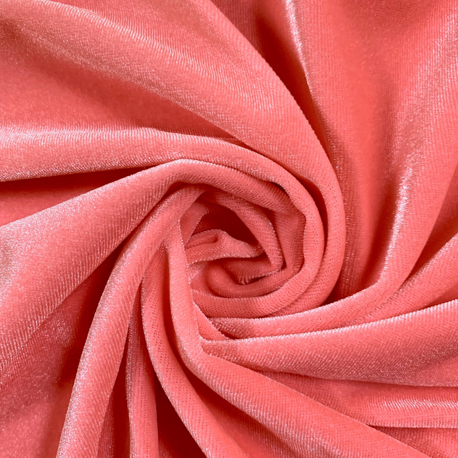 Princess CORAL Polyester Spandex Stretch Velvet Fabric by the Yard for Tops, Dresses, Skirts, Dance Wear, Costumes, Crafts - 10001