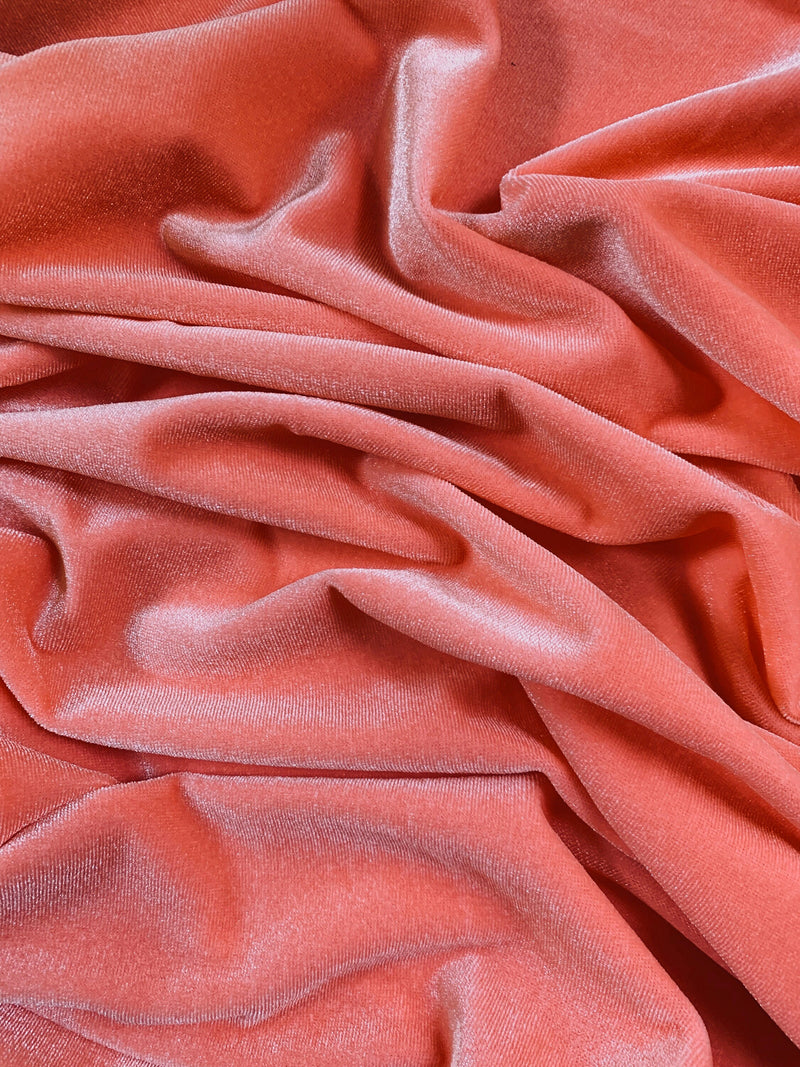 Princess CORAL Polyester Spandex Stretch Velvet Fabric by the Yard for Tops, Dresses, Skirts, Dance Wear, Costumes, Crafts - 10001