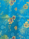 Kate TURQUOISE Floral Brocade Chinese Satin Fabric by the Yard - 10037