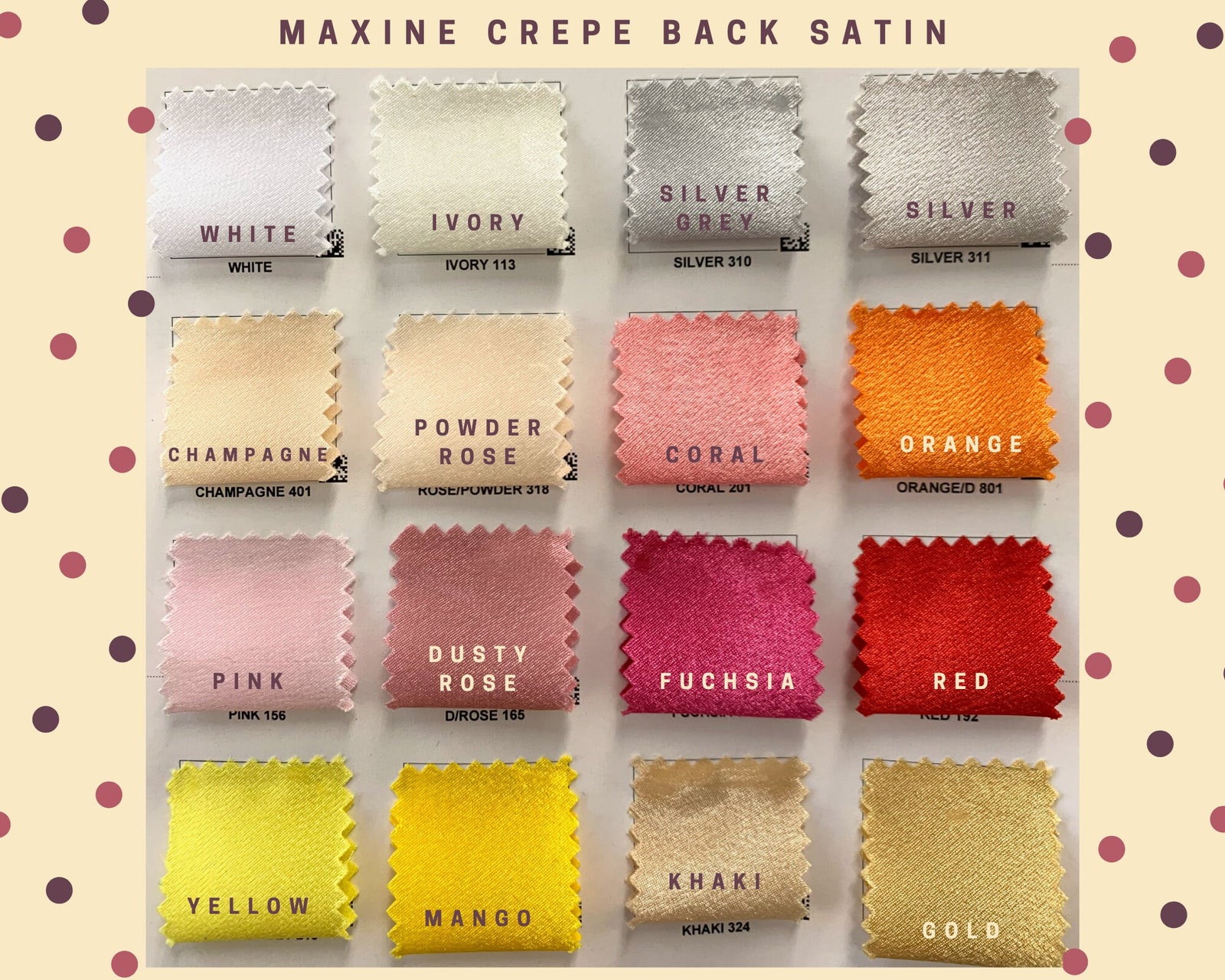 Maxine Crepe Back Satin Fabric for Gowns, Dresses, Skirts, Curtains, Costumes, Home Decor, Crafts - 10214