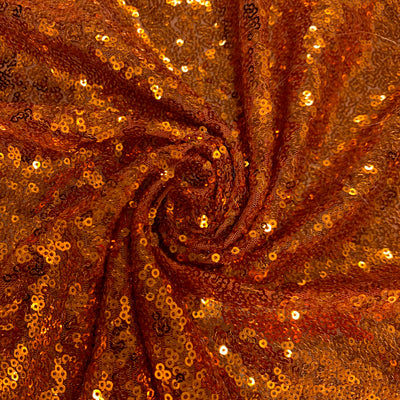 Leila ORANGE Sequins on Mesh Fabric by the Yard - 10050