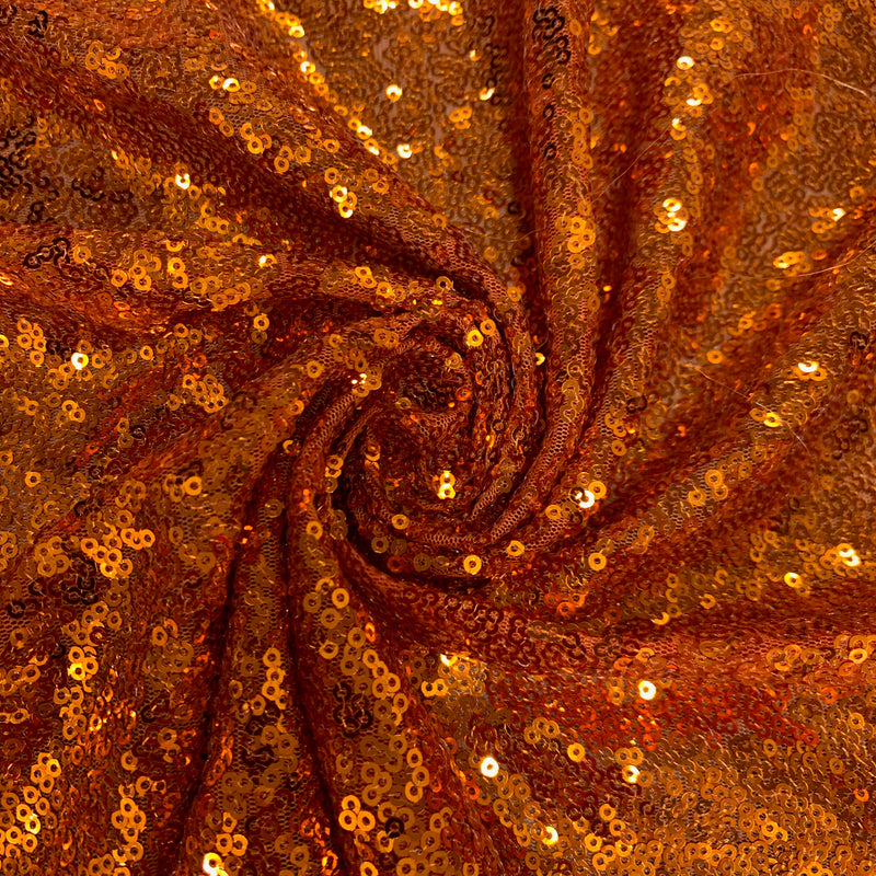Leila ORANGE Sequins on Mesh Fabric by the Yard - 10050