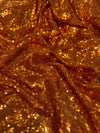 Leila ORANGE Sequins on Mesh Fabric by the Yard - 10050