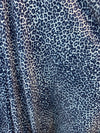 Dana NAVY LIGHT BLUE Small Leopard Pattern Polyester Spandex Stretch Velvet Fabric Bows, Top Knots, Scrunchies, Clothes, Costumes, Crafts