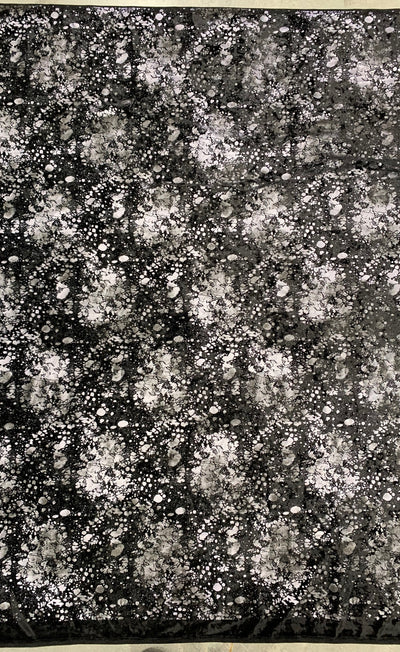 Sutton BLACK Splatter Print on Polyester Stretch Velvet for Bows, Topknot, Scrunchies, Clothes, Costumes, Crafts - 10171