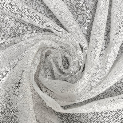 Leila WHITE Sequins on Mesh Fabric by the Yard - 10050