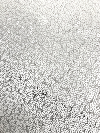 Leila WHITE Sequins on Mesh Fabric by the Yard - 10050