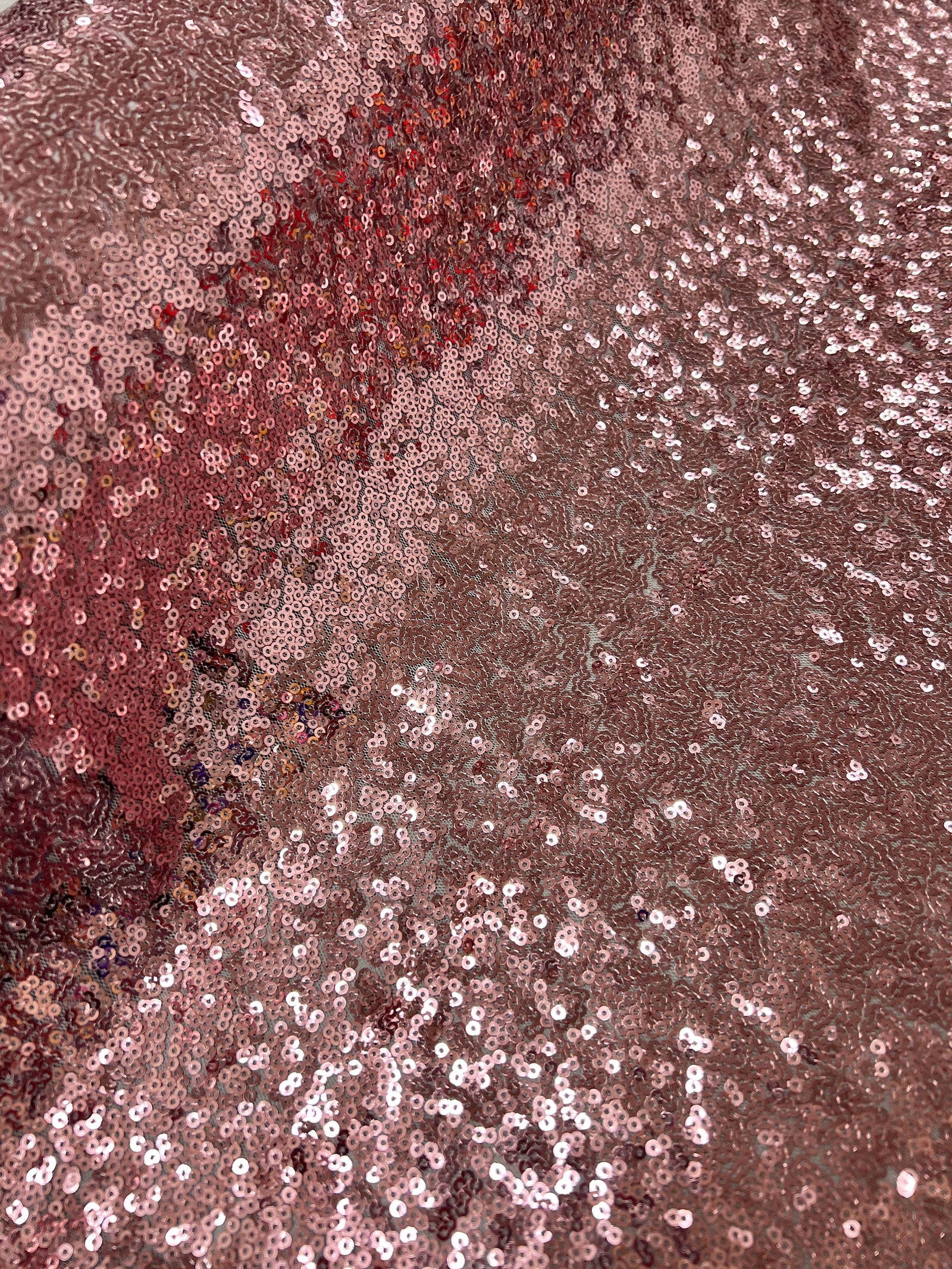 Leila DUSTY PINK Sequins on Mesh Fabric by the Yard - 10050