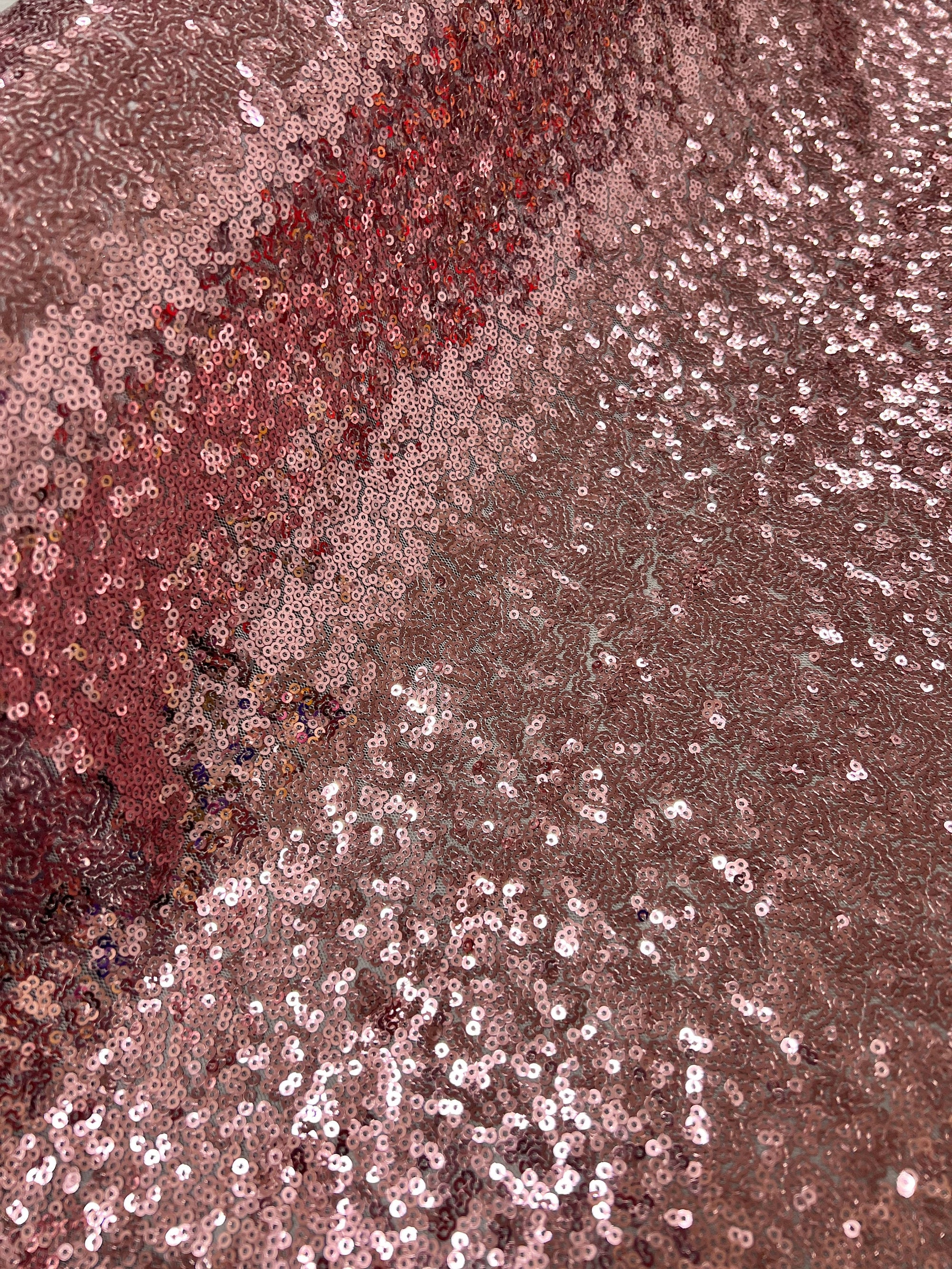 Leila DUSTY PINK Sequins on Mesh Fabric by the Yard - 10050
