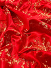 Kori RED Plum Blossom Floral Brocade Chinese Satin Fabric for Cheongsam/Qipao, Apparel, Costumes, Upholstery, Bags, Crafts - 10210