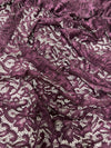 Elaine PLUM Floral Scalloped Nylon Spandex Stretch Lace Light Weight Fabric for Clothes, Lingerie, Costumes, Decorations, Crafts