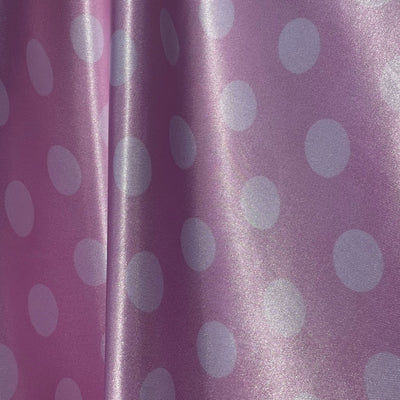 Shelby 0.75" WHITE Polka Dots on BABY PINK Polyester Light Weight Satin Fabric by the Yard - 10070
