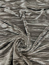 Pauline TAUPE BROWN Wrinkled Polyester Crushed Stretch Velvet Fabric by the Yard for Ribbons, Headwraps, Clothes, Costumes, Crafts - 10175