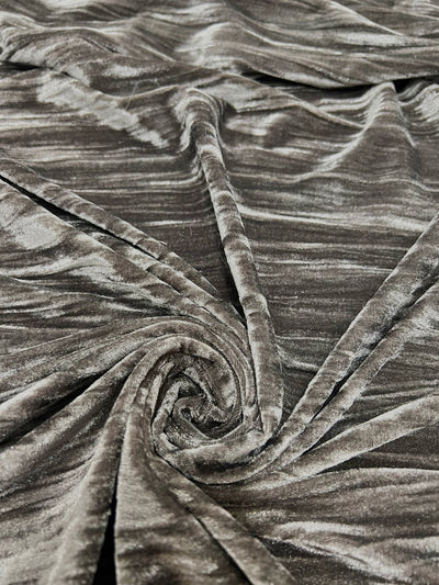 Pauline TAUPE BROWN Wrinkled Polyester Crushed Stretch Velvet Fabric by the Yard for Ribbons, Headwraps, Clothes, Costumes, Crafts - 10175