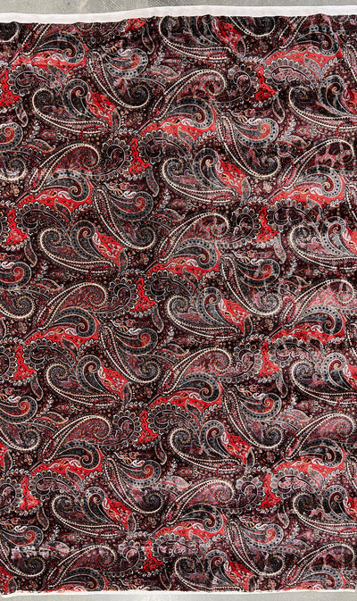 Sutton PAISLEY Print on Polyester Stretch Velvet Fabric by the Yard for Bows, Headwraps, Clothes, Costumes, Crafts - 10171