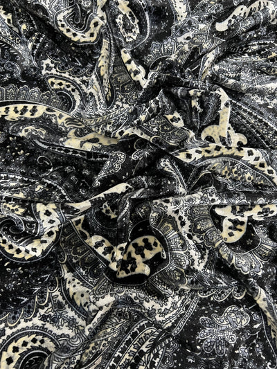 Sutton PAISLEY 6 Print on Polyester Stretch Velvet Fabric by the Yard for Bows, Head Wraps, Clothes, Costumes, Crafts - 10171