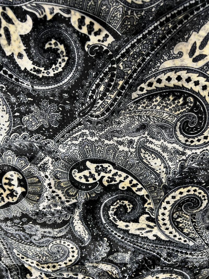 Sutton PAISLEY 6 Print on Polyester Stretch Velvet Fabric by the Yard for Bows, Head Wraps, Clothes, Costumes, Crafts - 10171