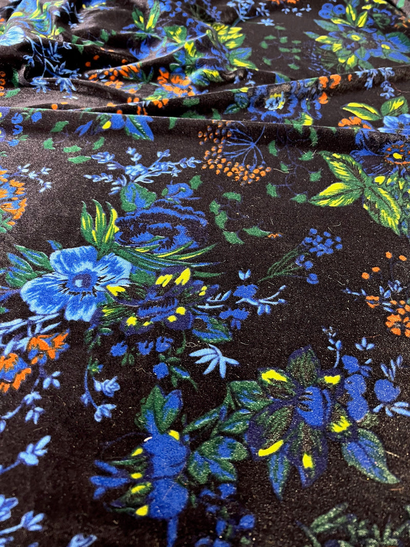 Sutton FLORAL Print 22 on Polyester Stretch Velvet for Bows, Topknot, Scrunchies, Clothes, Costumes, Crafts - 10171