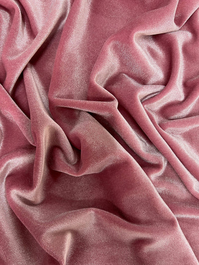 Princess DUSTY PINK-B Polyester Spandex Stretch Velvet Fabric by the Yard for Tops, Dresses, Skirts, Dance Wear, Costumes, Crafts - 10001