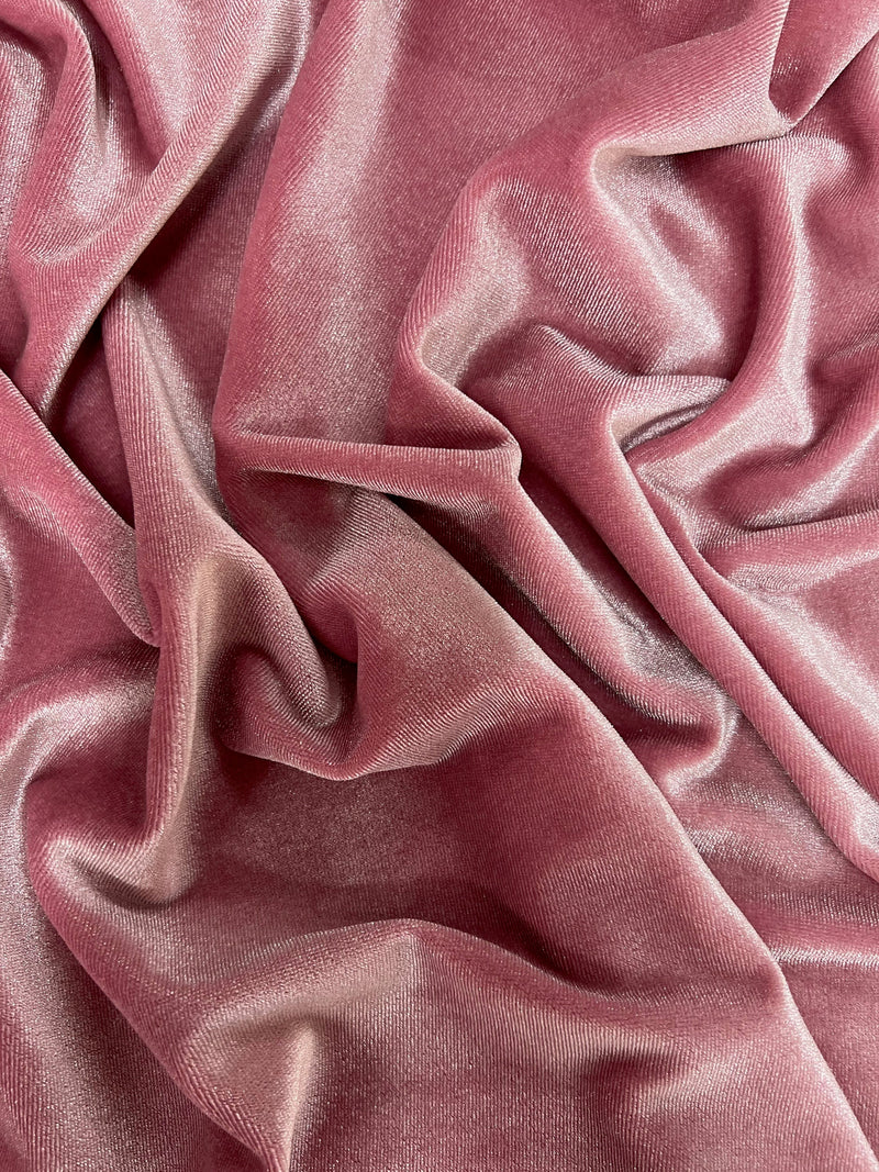 Princess DUSTY PINK-B Polyester Spandex Stretch Velvet Fabric by the Yard for Tops, Dresses, Skirts, Dance Wear, Costumes, Crafts - 10001