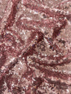 Leila DUSTY PINK Sequins on Mesh Fabric by the Yard - 10050