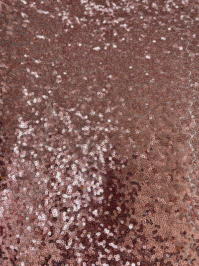 Leila DUSTY PINK Sequins on Mesh Fabric by the Yard - 10050