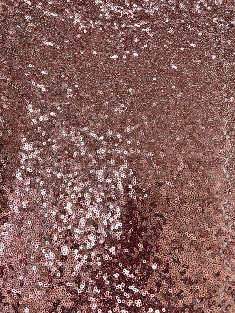 Leila DUSTY PINK Sequins on Mesh Fabric by the Yard - 10050