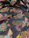Aiko BLACK Dragon Floral Brocade Chinese Satin Fabric for Cheongsam/Qipao, Apparel, Costumes, Upholstery, Bags, Crafts - 10212