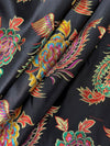 Aiko BLACK Dragon Floral Brocade Chinese Satin Fabric for Cheongsam/Qipao, Apparel, Costumes, Upholstery, Bags, Crafts - 10212