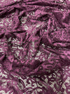 Elaine PLUM Floral Scalloped Nylon Spandex Stretch Lace Light Weight Fabric for Clothes, Lingerie, Costumes, Decorations, Crafts
